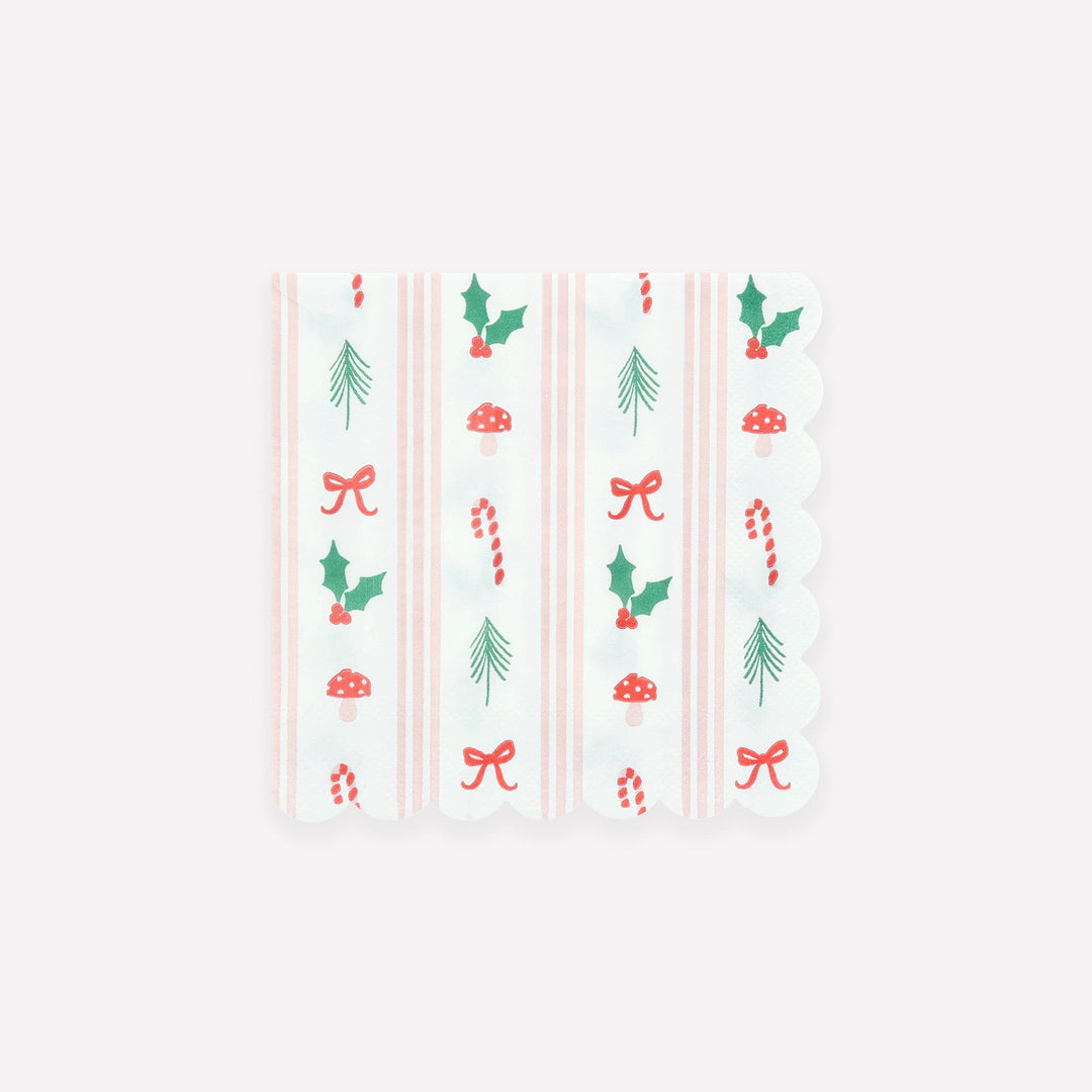 Festive Icon Stripes Small Christmas Party Napkins x 16 | Meri Meri Christmas Table party napkins Festive Icon Stripes Small Christmas Party Napkins x 16