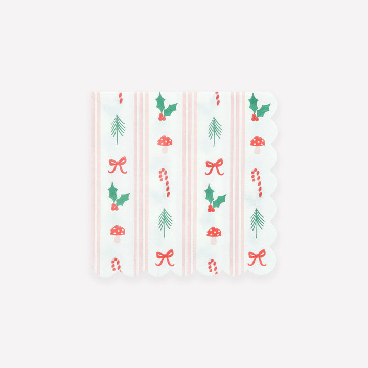Festive Icon Stripes Small Christmas Party Napkins x 16 | Meri Meri Christmas Table party napkins Festive Icon Stripes Small Christmas Party Napkins x 16