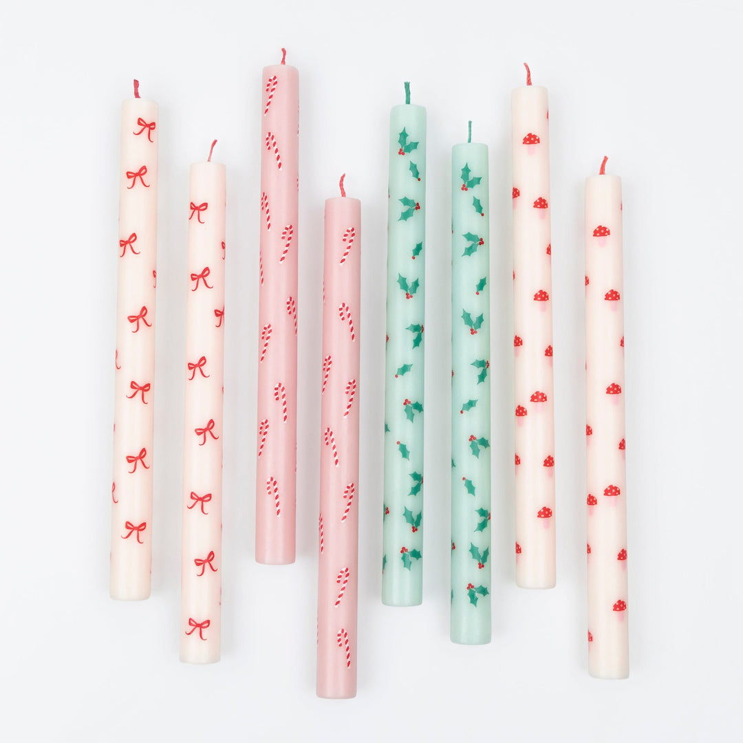 Festive Icons Christmas Table Candles x 8 | Meri Meri Christmas Candles Candle Festive Icons Christmas Table Candles x 8