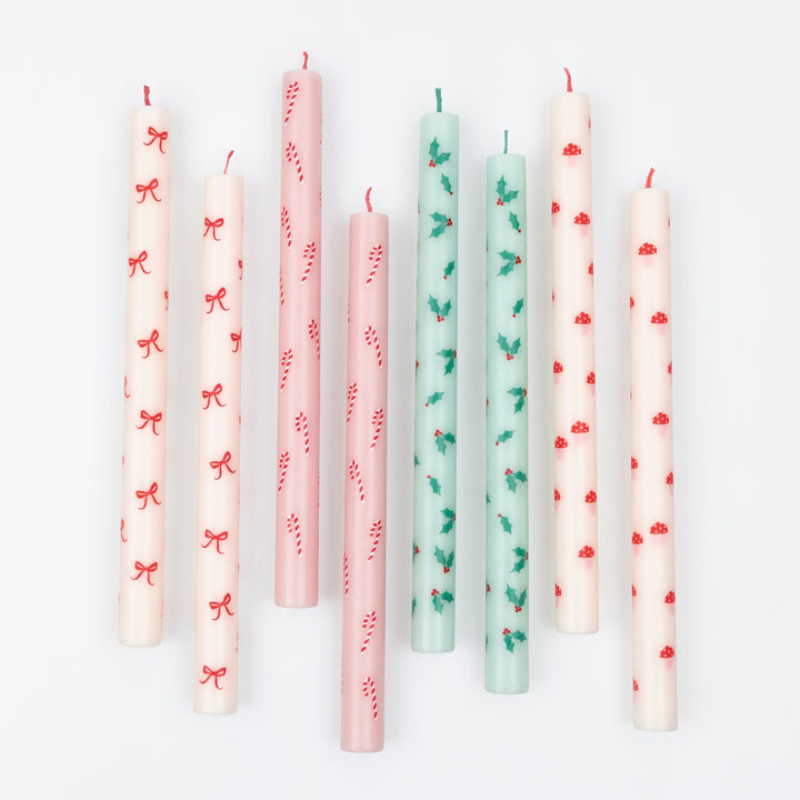 Festive Icons Christmas Table Candles x 8 | Meri Meri Christmas Candles Candle Festive Icons Christmas Table Candles x 8