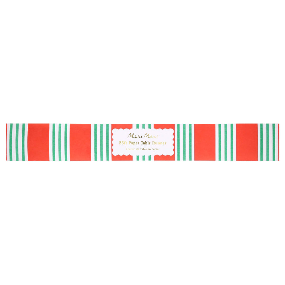 Festive Stripe Christmas Paper Table Runner | Meri Meri Christmas Table Tableware Festive Stripe Christmas Paper Table Runner