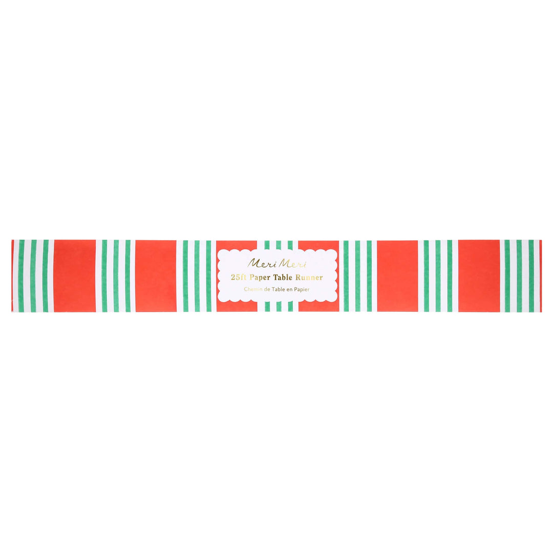 Festive Stripe Christmas Paper Table Runner | Meri Meri Christmas Table Tableware Festive Stripe Christmas Paper Table Runner