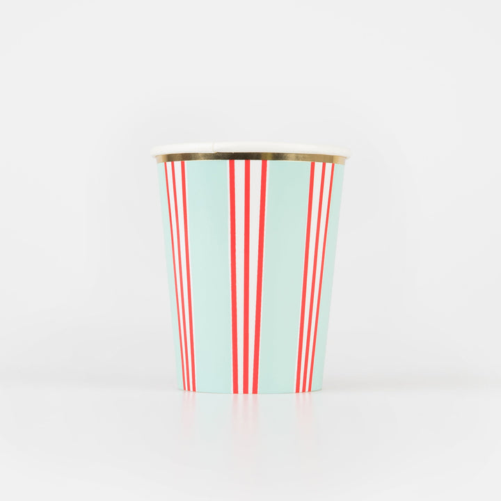 Festive Stripe Christmas Party Cups x 8 | Meri Meri Christmas Table party cups Festive Stripe Christmas Party Cups x 8