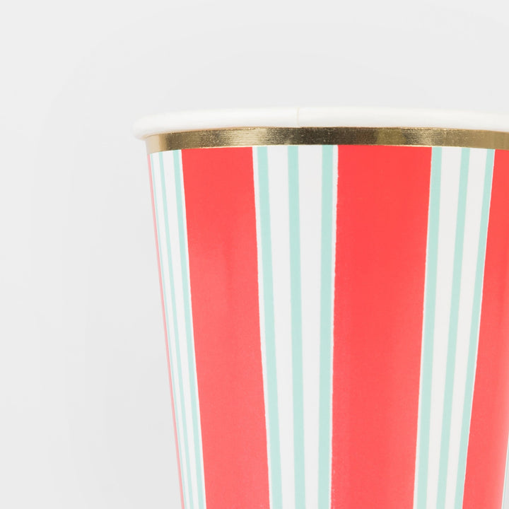 Festive Stripe Christmas Party Cups x 8 | Meri Meri Christmas Table party cups Festive Stripe Christmas Party Cups x 8