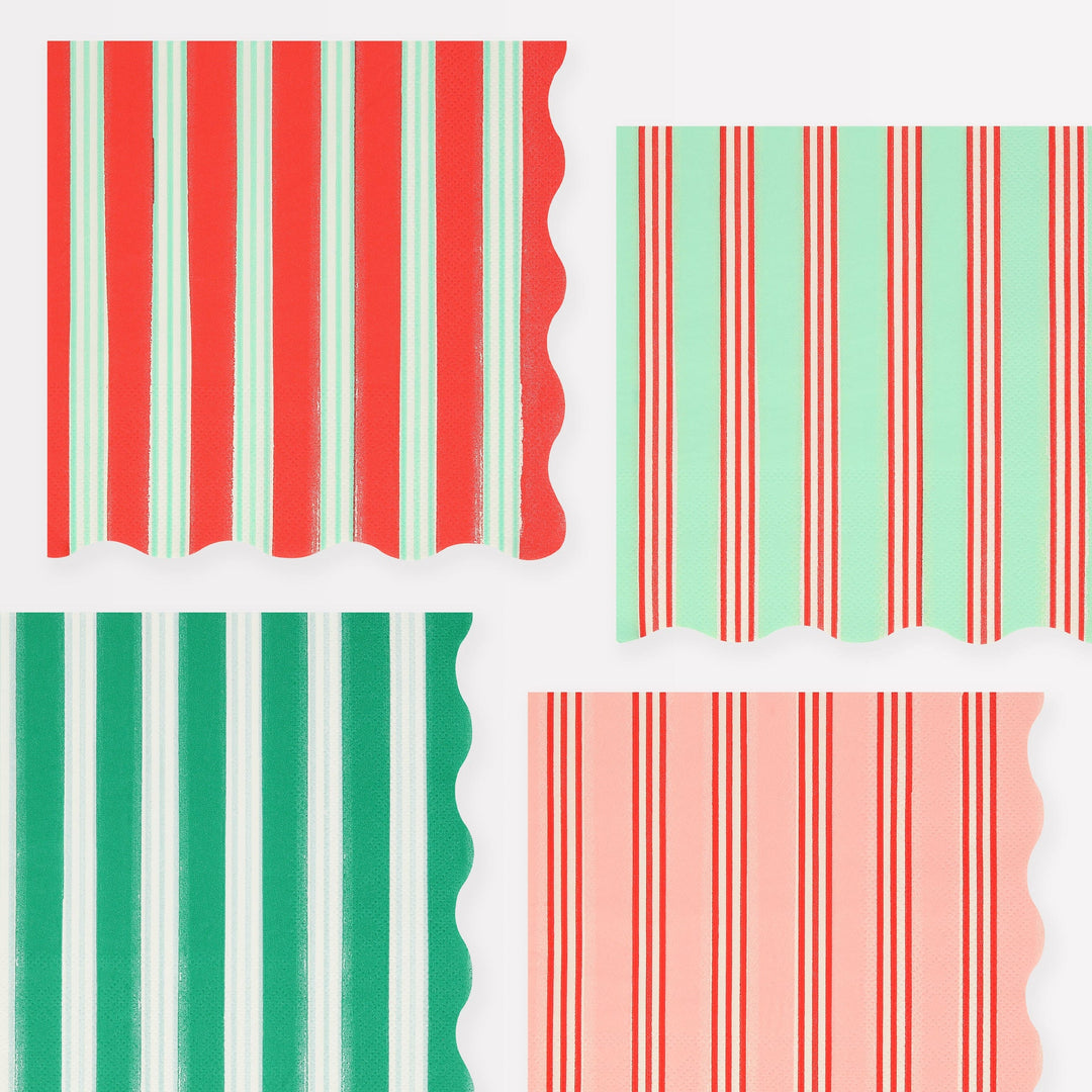 Festive Stripe Large Christmas Party Napkins x 16 | Meri Meri Christmas Table party napkins Festive Stripe Large Christmas Party Napkins x 16