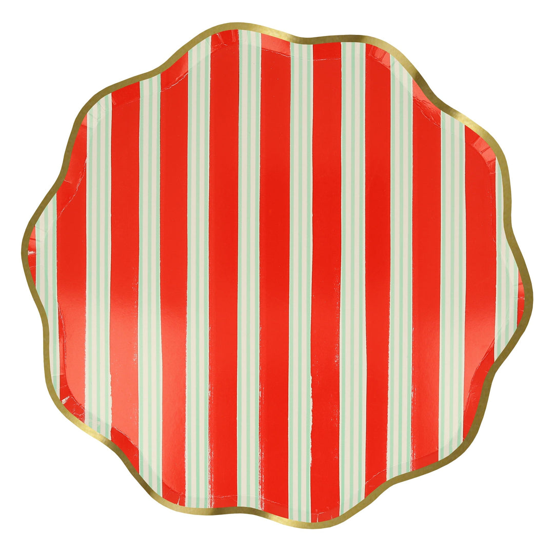 Festive Stripe Large Christmas Party Plates x 8 | Meri Meri Christmas Table party plates Festive Stripe Large Christmas Party Plates x 8