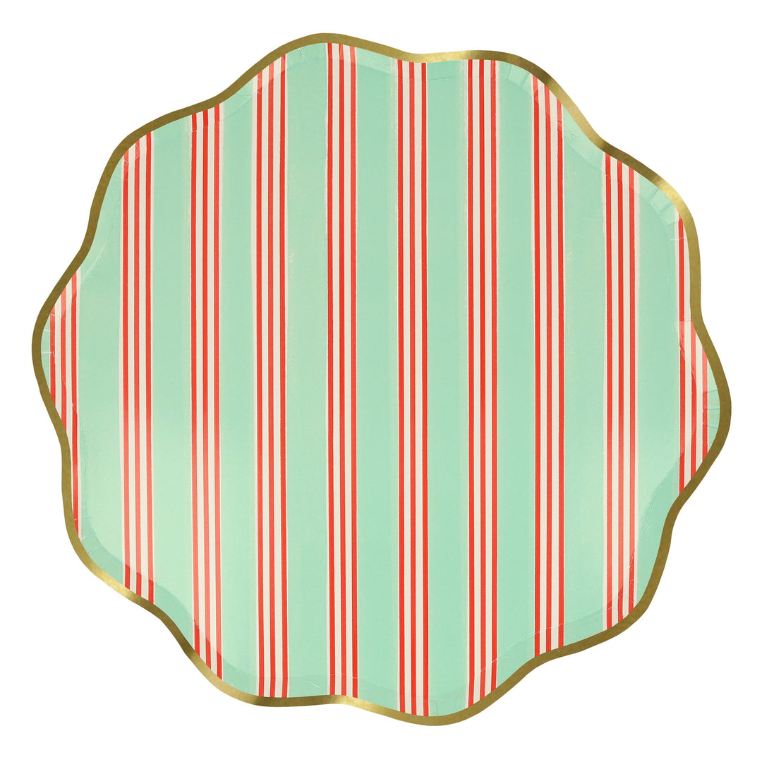 Festive Stripe Large Christmas Party Plates x 8 | Meri Meri Christmas Table party plates Festive Stripe Large Christmas Party Plates x 8