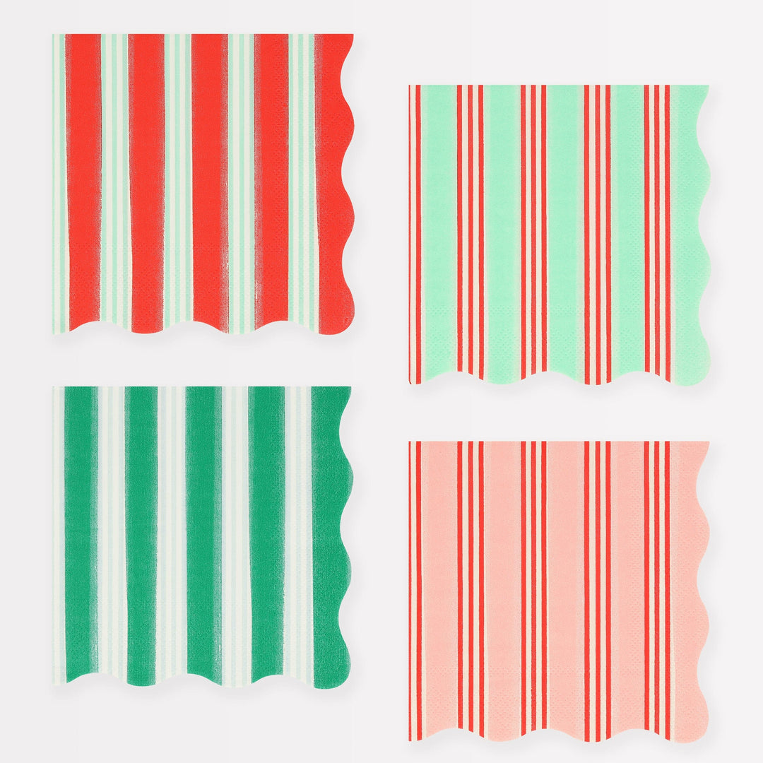Festive Stripe Small Christmas Party Napkins x 16 | Meri Meri Christmas Table party napkins Festive Stripe Small Christmas Party Napkins x 16