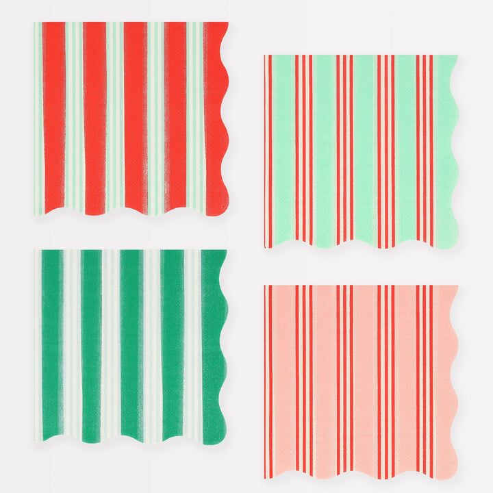 Festive Stripe Small Christmas Party Napkins x 16 | Meri Meri Christmas Table party napkins Festive Stripe Small Christmas Party Napkins x 16