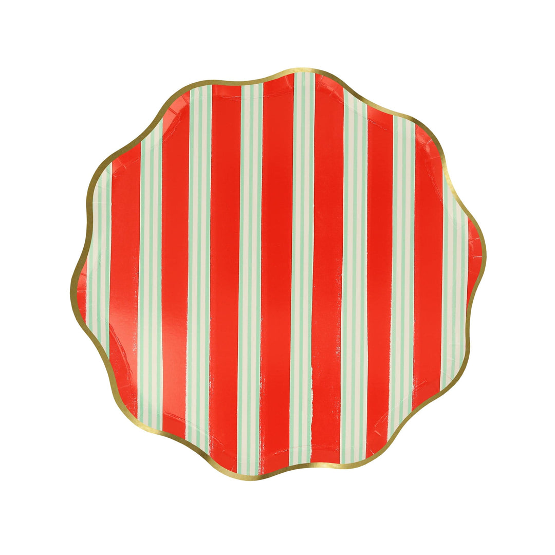 Festive Stripe Small Christmas Party Plates x 8 | Meri Meri Christmas Table party plates Festive Stripe Small Christmas Party Plates x 8