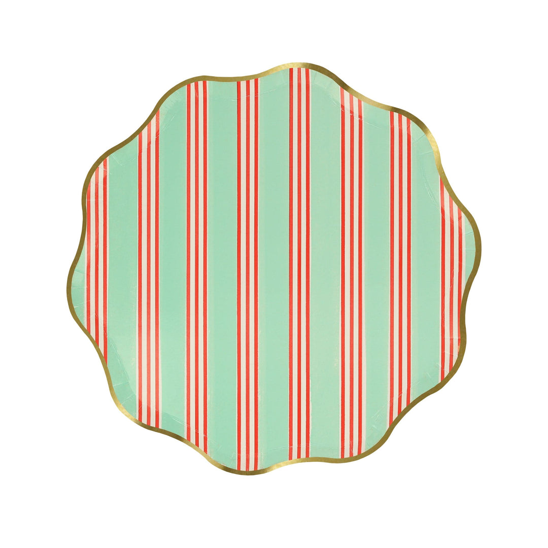 Festive Stripe Small Christmas Party Plates x 8 | Meri Meri Christmas Table party plates Festive Stripe Small Christmas Party Plates x 8
