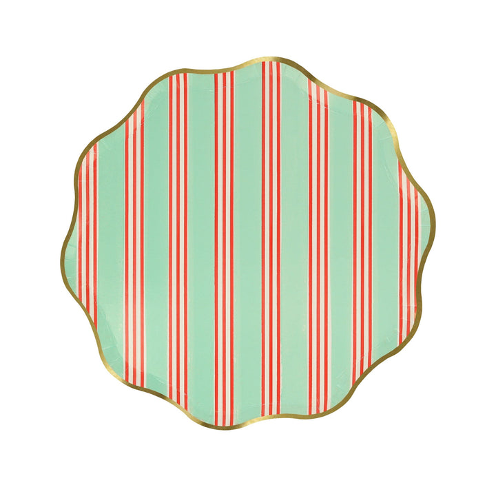 Festive Stripe Small Christmas Party Plates x 8 | Meri Meri Christmas Table party plates Festive Stripe Small Christmas Party Plates x 8