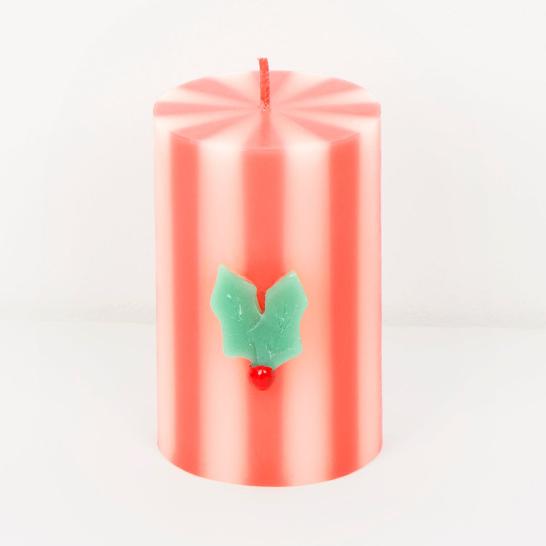 Festive Striped Christmas Pillar Candles x 3 | Meri Meri Christmas Candles Candle Festive Striped Christmas Pillar Candles x 3