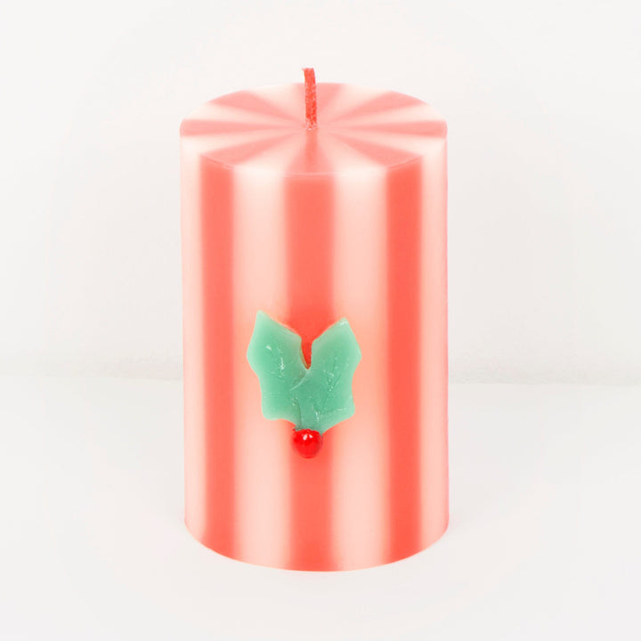 Festive Striped Christmas Pillar Candles x 3 | Meri Meri Christmas Candles Candle Festive Striped Christmas Pillar Candles x 3
