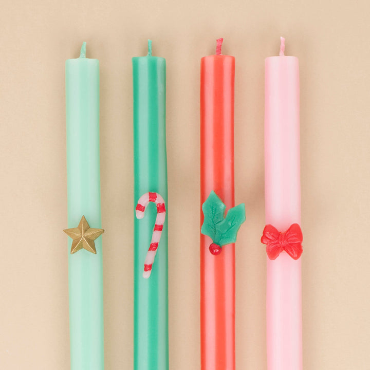 Festive Striped Christmas Table Candles x 4 | Meri Meri Christmas Candles Candle Festive Striped Christmas Table Candles x 4