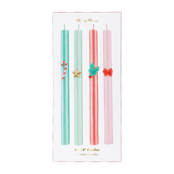 Festive Striped Christmas Table Candles x 4 | Meri Meri Christmas Candles Candle Festive Striped Christmas Table Candles x 4