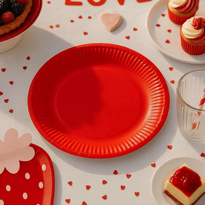 Fiesta Red Paper Party Plates x 8 - Red Party Supplies Disposable Plates Fiesta Red Paper Party Plates x 8