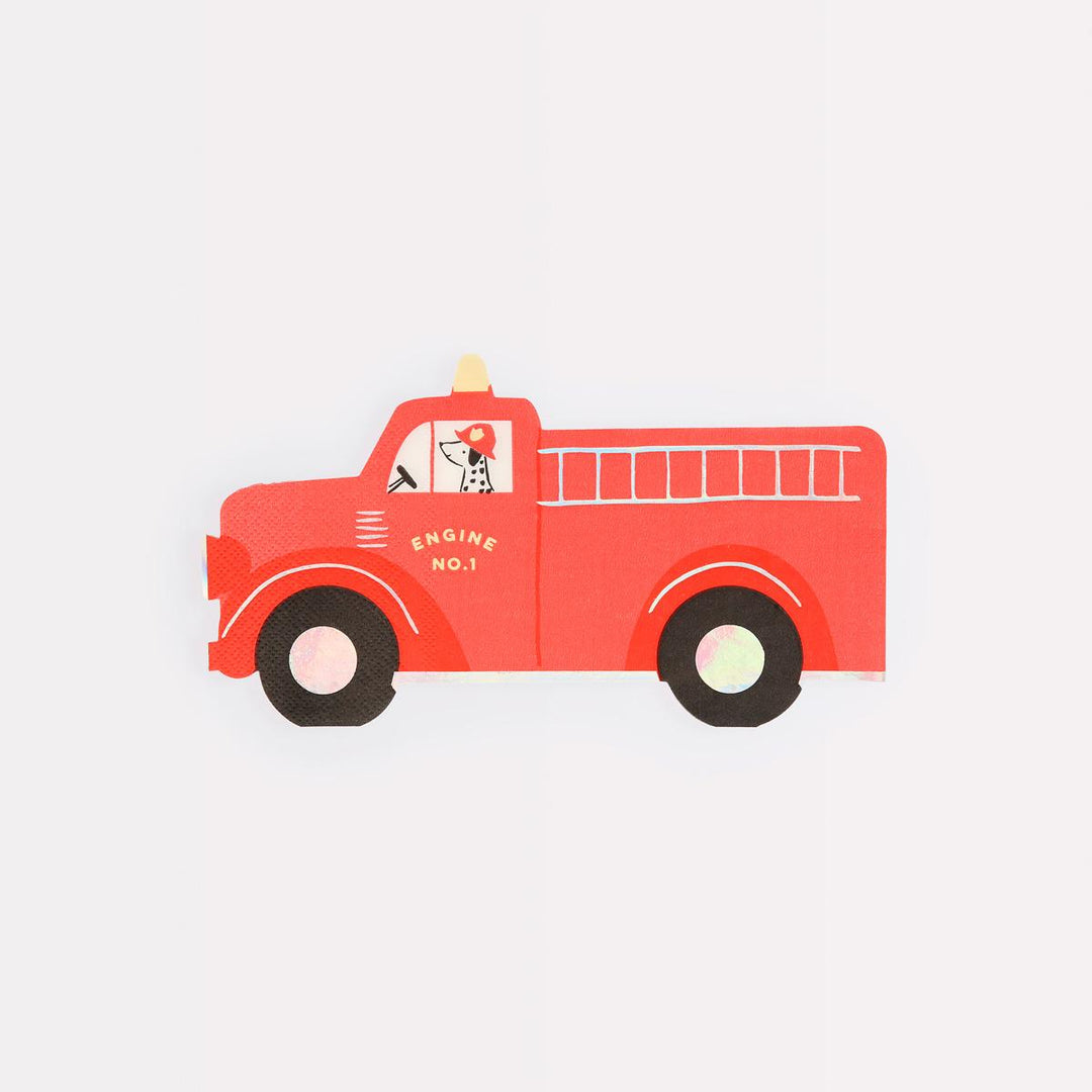 Fire Truck Party Napkins x 16 | Party Tableware UK Napkins Fire Truck Party Napkins x 16