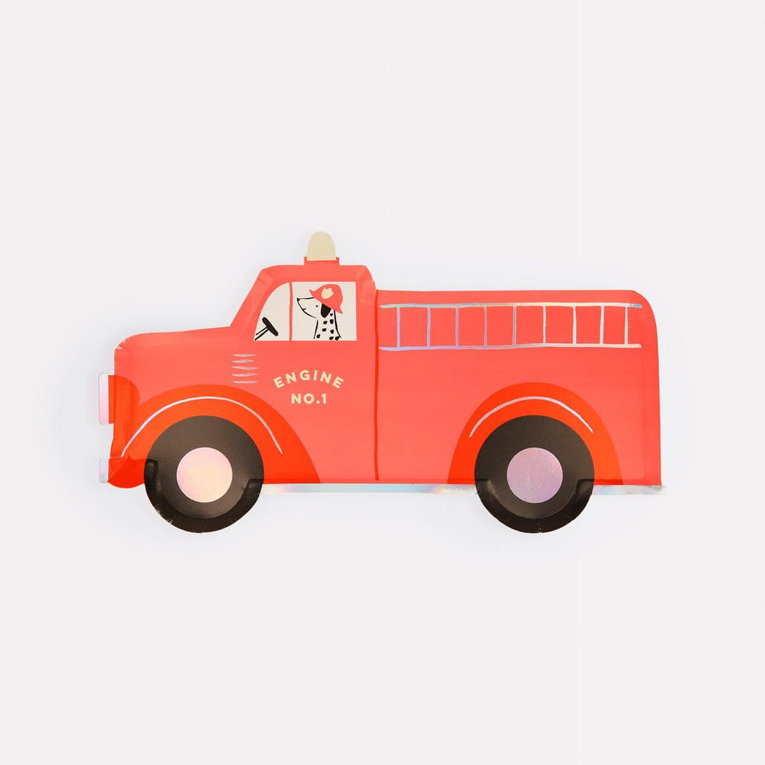 Fire Truck Party Plates x 8 | Party Tableware UK Plates Fire Truck Party Plates x 8