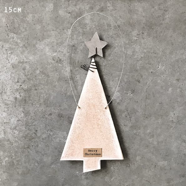 Flat Wooden Christmas Tree Hanging Decoration | East of India Hanging Decoration East of India Flat Wooden Christmas Tree Hanging Decoration With Star