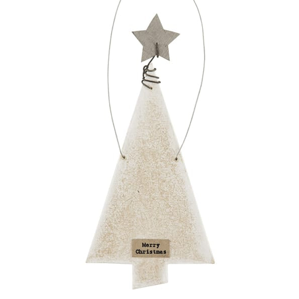 Flat Wooden Christmas Tree Hanging Decoration | East of India Hanging Decoration East of India Flat Wooden Christmas Tree Hanging Decoration With Star