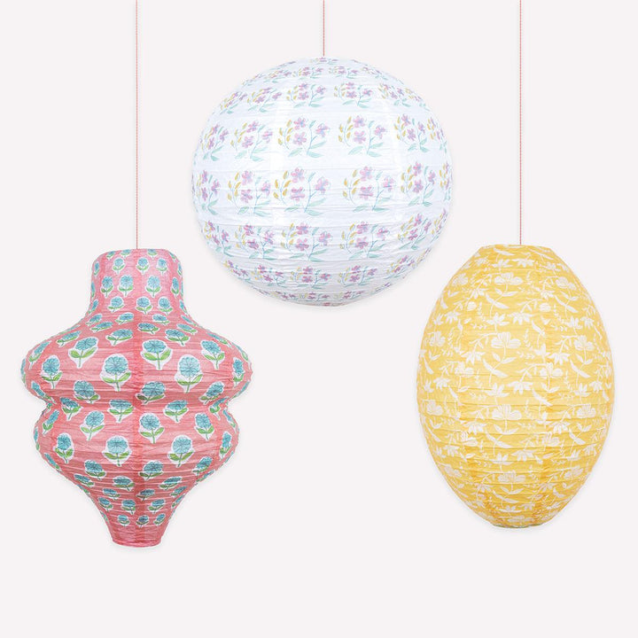 Flora Pink &amp; Yellow Party Lanterns x 3 | Meri Meri | Little Big Party Party Decorations Flora Pink &amp; Yellow Party Lanterns x 3