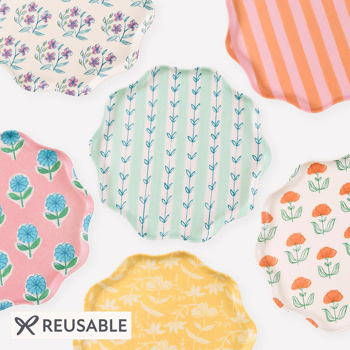 Flora Reusable Large Party Plates x 6 | Meri Meri party plates Flora Reusable Large Party Plates x 6