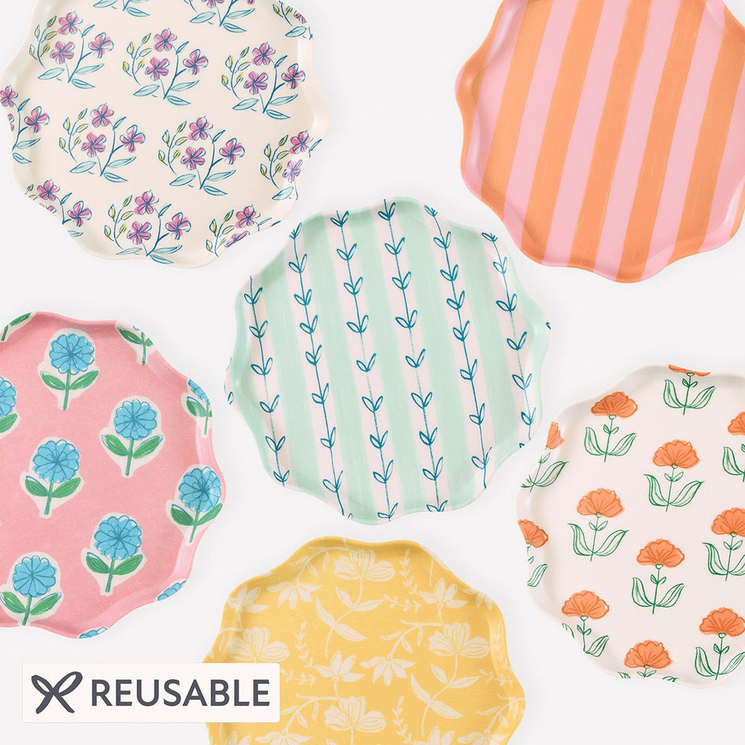 Flora Reusable Small Party Plates x 6 | Meri Meri party plates Flora Reusable Small Party Plates x 6