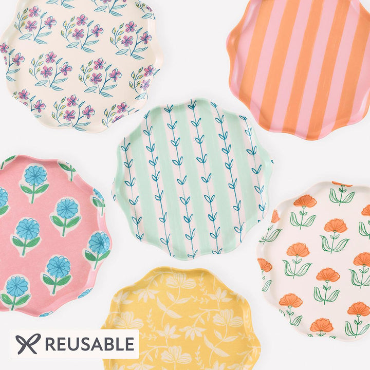 Flora Reusable Small Party Plates x 6 | Meri Meri party plates Flora Reusable Small Party Plates x 6