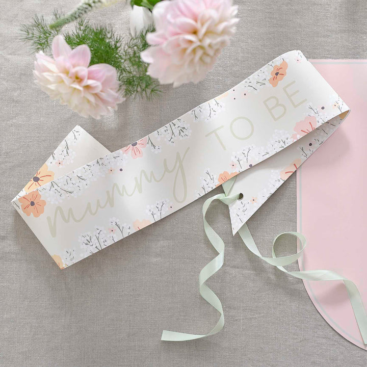 Floral Baby Shower Bunting - Ginger Ray Party Supplies Bunting Floral Baby Shower Mummy to be sash