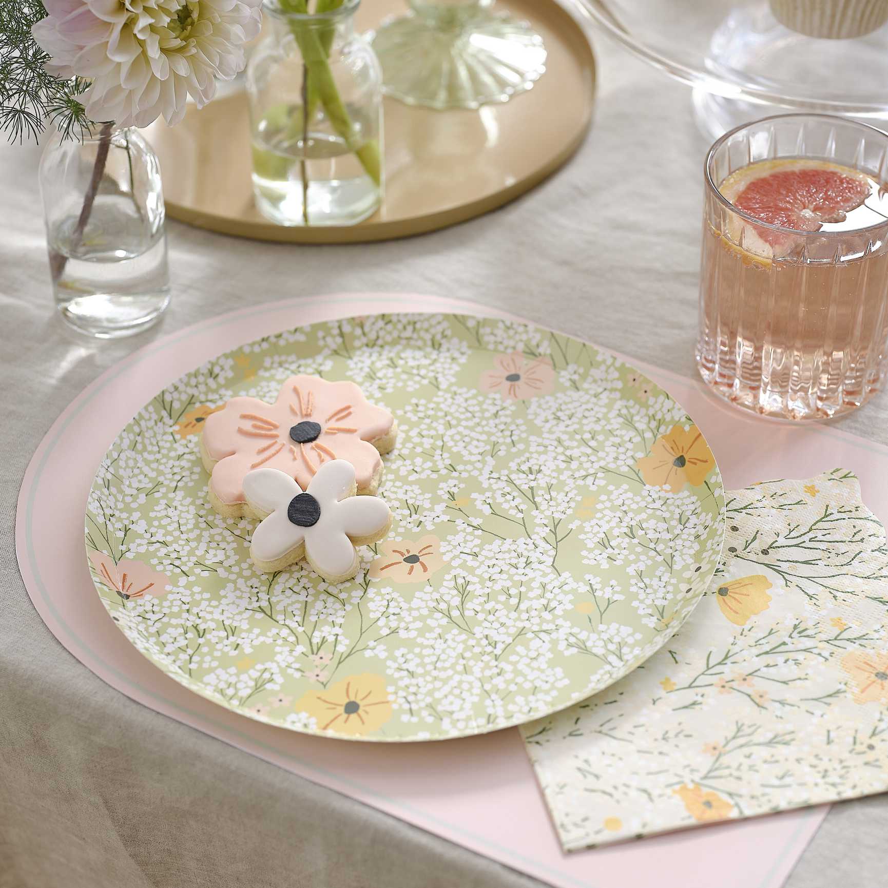 Floral Baby Shower Plates pack of 8 Baby Shower decorations Little Big Party Co
