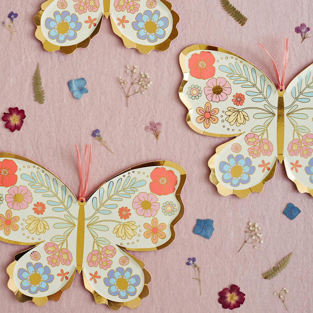 Floral Butterfly Party Plates x 8 | Meri Meri party plates Floral Butterfly Party Plates x 8