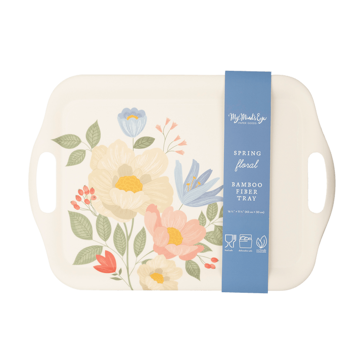 Floral Corner Bamboo Tray -  My Mind's Eye Party Supplies food tray Floral Corner Reusable Bamboo Tray