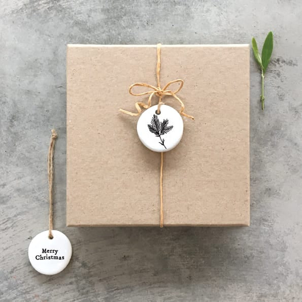 Floral Merry Christmas Porcelain Tree Decoration | East of India Christmas Decoration East of India Floral Porcelain Christmas Tree Decoration - Merry Christmas
