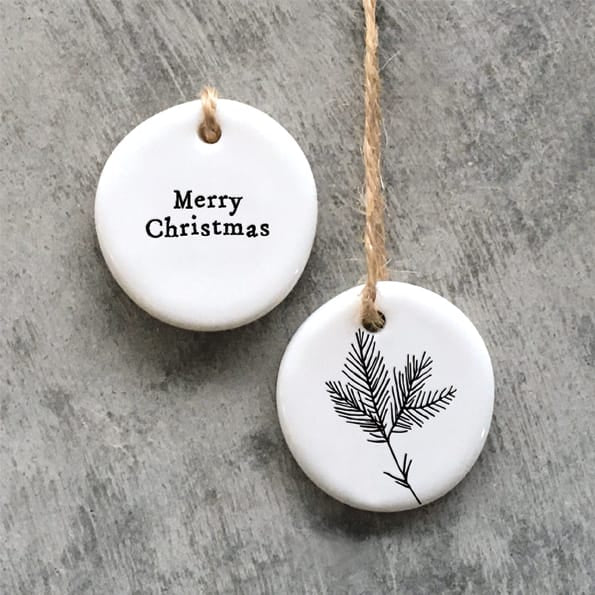 Floral Merry Christmas Porcelain Tree Decoration | East of India Christmas Decoration East of India Floral Porcelain Christmas Tree Decoration - Merry Christmas