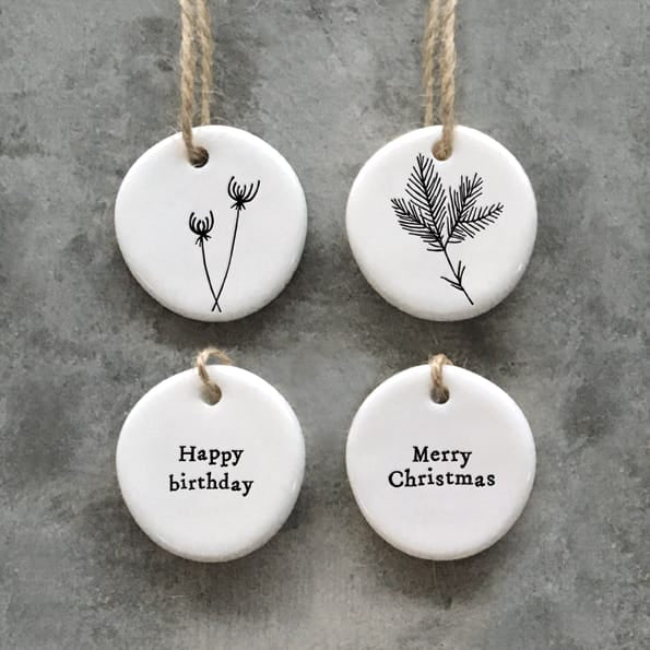 Floral Merry Christmas Porcelain Tree Decoration | East of India Christmas Decoration East of India Floral Porcelain Christmas Tree Decoration - Merry Christmas