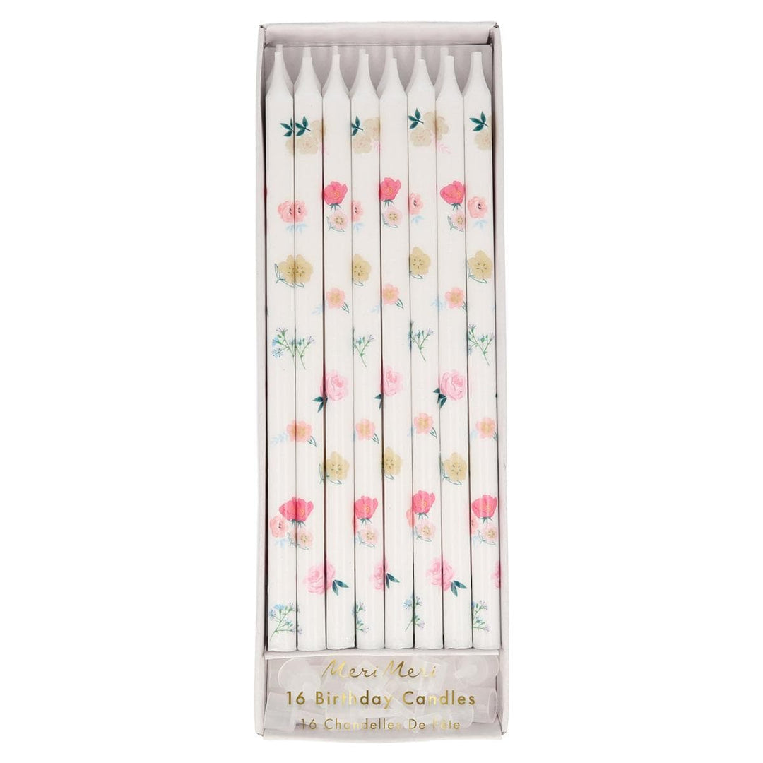 Floral Pattern Party Candles x 16 | Meri Meri Birthday Candles Floral Pattern Party Candles x 16