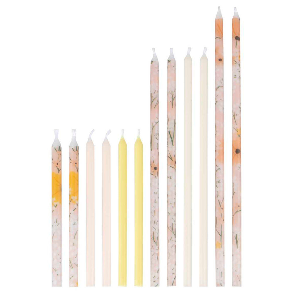Birthday Candles Floral Printed Birthday Cake Candles x 12