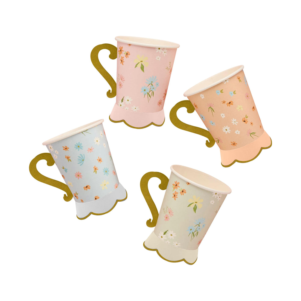 Floral Tea Party Paper Cups x 8 Disposable Cups Floral Tea Party Paper Cups x 8