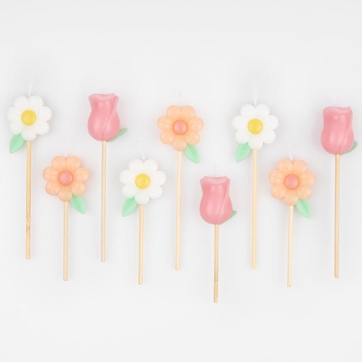 Flower Garden Party Candles x 9 | Meri Meri Birthday Candles Flower Garden Party Candles x 9