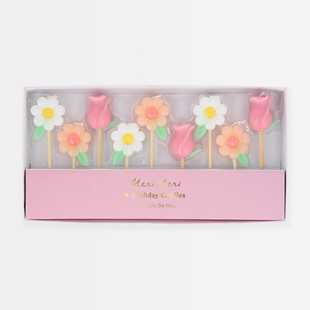 Flower Garden Party Candles x 9 | Meri Meri Birthday Candles Flower Garden Party Candles x 9