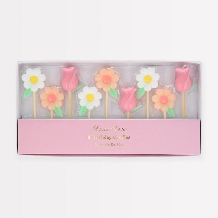 Flower Garden Party Candles x 9 | Meri Meri Birthday Candles Flower Garden Party Candles x 9