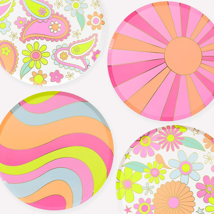 Flower Power Dinner Party Plates x 8 | Meri Meri party plates Flower Power Dinner Party Plates x 8