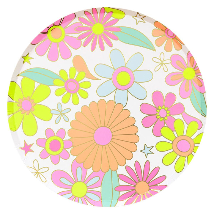 Flower Power Dinner Party Plates x 8 | Meri Meri party plates Flower Power Dinner Party Plates x 8