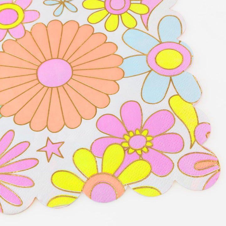 Flower Power Large Party Napkins x 16 | Meri Meri party napkins Flower Power Large Party Napkins x 16