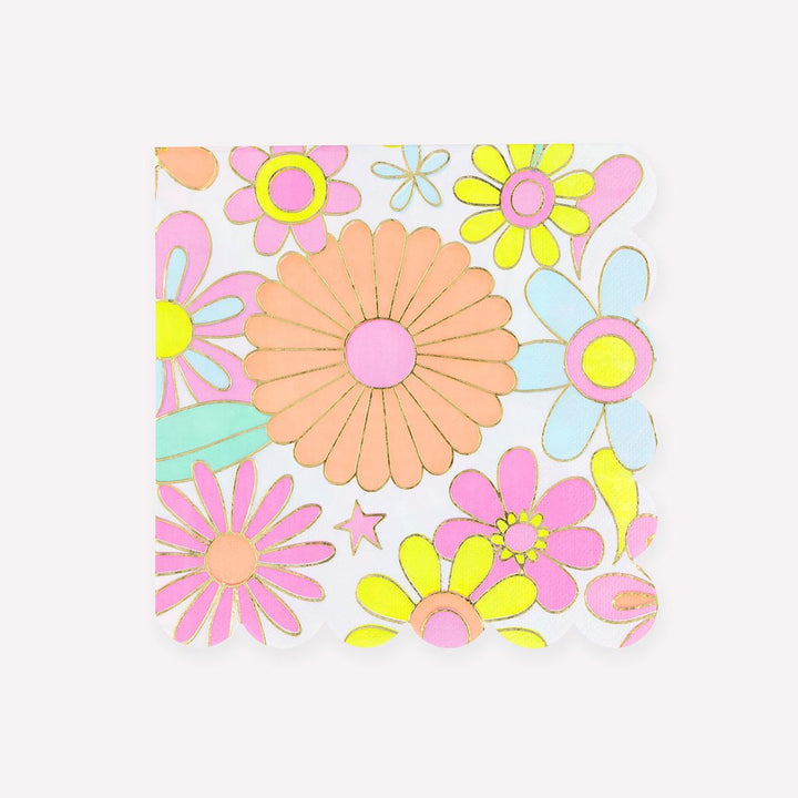 Flower Power Large Party Napkins x 16 | Meri Meri party napkins Flower Power Large Party Napkins x 16