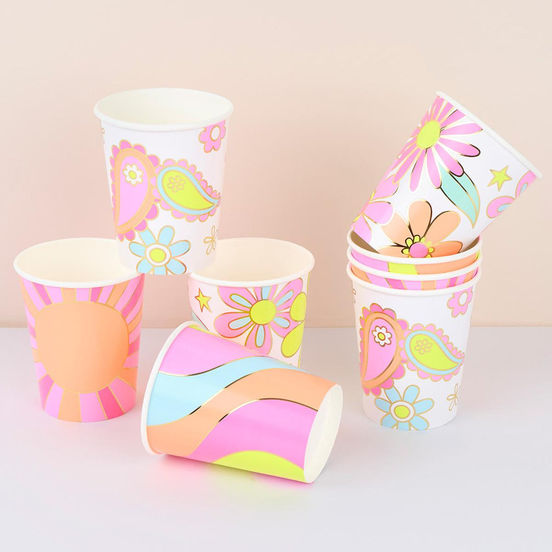 Flower Power Party Cups x 8 | Meri Meri party cups Flower Power Party Cups x 8