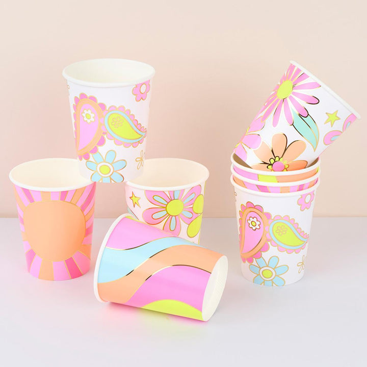 Flower Power Party Cups x 8 | Meri Meri party cups Flower Power Party Cups x 8