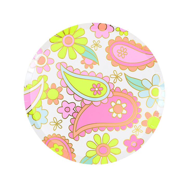 Flower Power Side Party Plates x 8 | Meri Meri party plates Flower Power Side Party Plates x 8