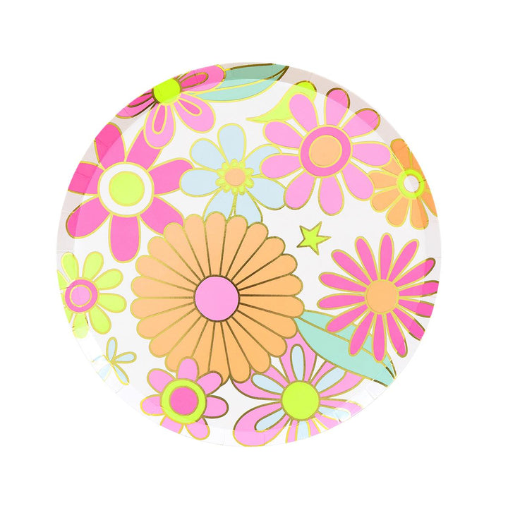 Flower Power Side Party Plates x 8 | Meri Meri party plates Flower Power Side Party Plates x 8